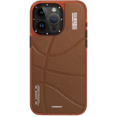 Coque iPhone 15 Pro - Youngkit Passionate Backboard Leather Case avec Magsafe - Brun