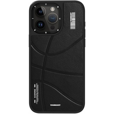 Coque iPhone 15 Pro - Youngkit Passionate Backboard Leather Case avec Magsafe - Noir