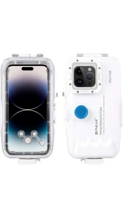 Coque iPhone - Protection étanche PULUZ pour plongée et snorkeling à 40M grade IPX8 universelle iPhone (small) - Blanc