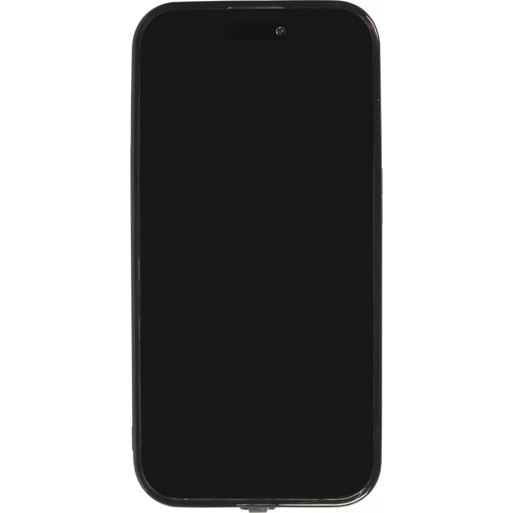 iPhone 15 Case Hülle - Silikon Glossy integriertes LED Licht mit USB-C Anschluss - Crazy Smile - Schwarz