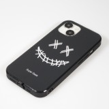 iPhone 15 Case Hülle - Silikon Glossy integriertes LED Licht mit USB-C Anschluss - Crazy Smile - Schwarz