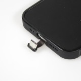 iPhone 15 Case Hülle - Silikon Glossy integriertes LED Licht mit USB-C Anschluss - Crazy Smile - Schwarz