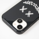 iPhone 15 Case Hülle - Silikon Glossy integriertes LED Licht mit USB-C Anschluss - Crazy Smile - Schwarz