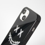 iPhone 15 Case Hülle - Silikon Glossy integriertes LED Licht mit USB-C Anschluss - Crazy Smile - Schwarz