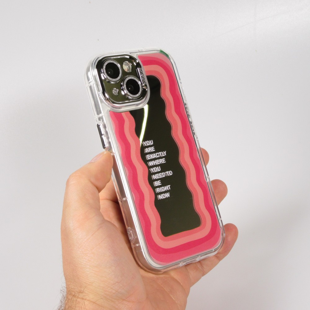 Coque iPhone 15 - Silicone Miroir Motivational - Argent