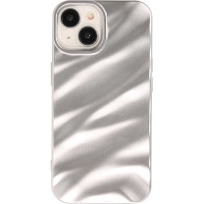 Coque iPhone 15 - Silicone avec forme de vague 3D mat - Argent