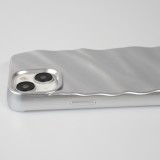 Coque iPhone 15 - Silicone avec forme de vague 3D mat - Argent