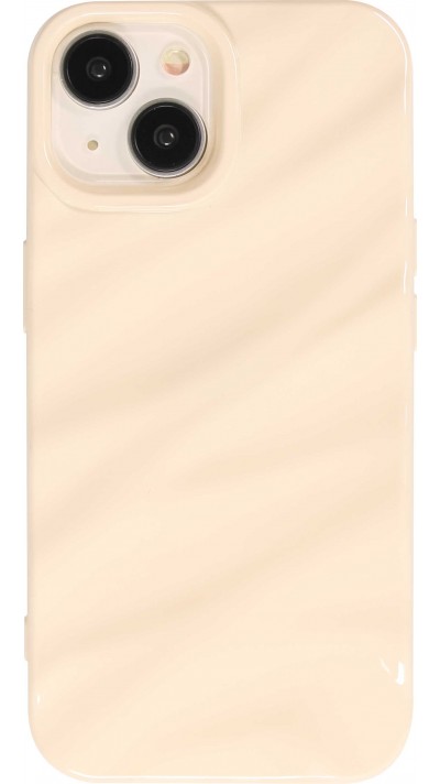 Coque iPhone 15 - Silicone avec forme de vague 3D mat - Blanc