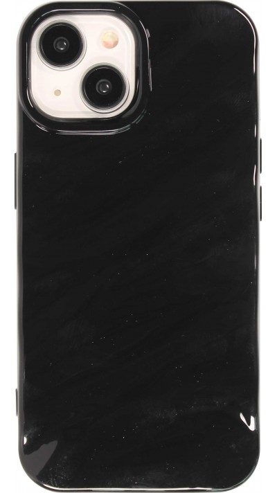 iPhone 15 Case Hülle - Silikon mit 3D Wellenform matt - Schwarz