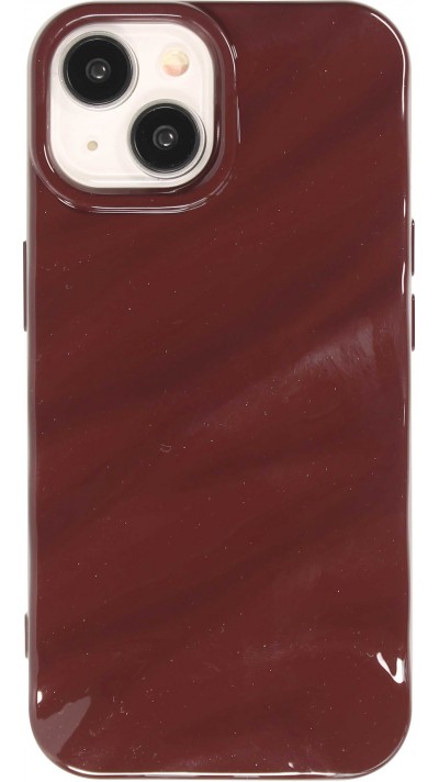 Coque iPhone 15 - Silicone avec forme de vague 3D mat - Bordeaux