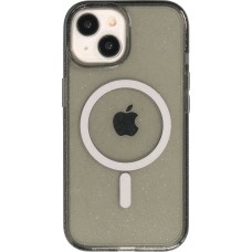Coque iPhone 15 - Silicone rigide avec dos paillettes et MagSafe - Noir