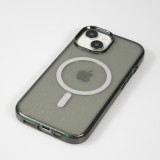 Coque iPhone 15 - Silicone rigide avec dos paillettes et MagSafe - Noir