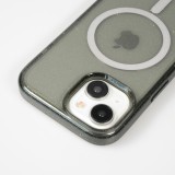 Coque iPhone 15 - Silicone rigide avec dos paillettes et MagSafe - Noir