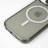 Coque iPhone 15 - Silicone rigide avec dos paillettes et MagSafe - Noir