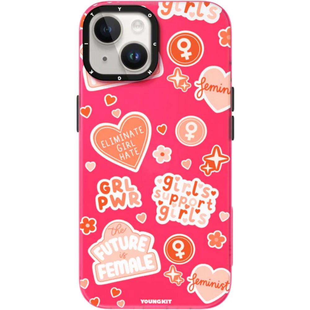 Coque iPhone 15 - Youngkit @Blushing. ginger Positive Quotes Case - Rouge