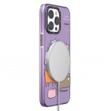 Coque iPhone 15 - Youngkit @Elizabeth Anderson Art Love Cat Case avec Magsafe  - Violet