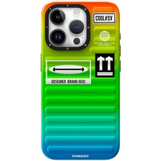 Coque iPhone 15 Pro Max - Youngkit Color-Gradient Luggage-Inspired Case - Vert/orange