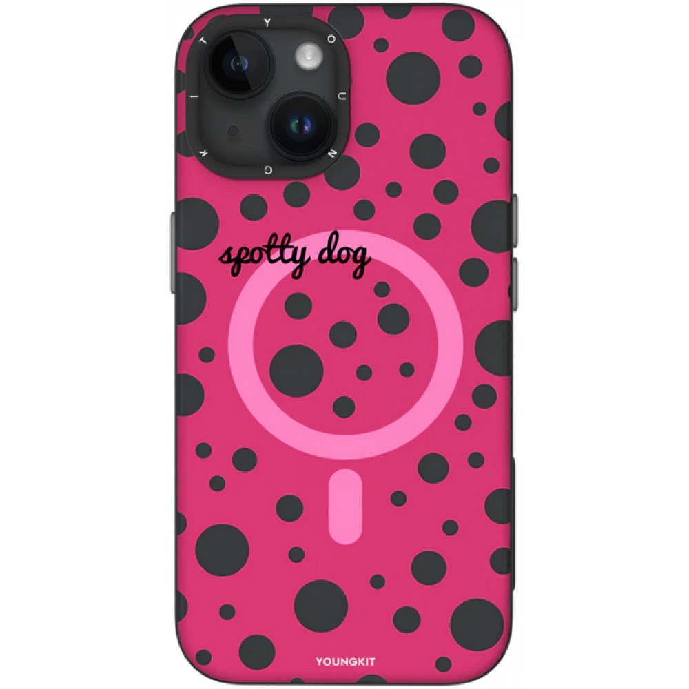 iPhone 15 Case Hülle - Youngkit Colorful Polka Dots Case mit Magsafe - Rot