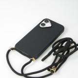 iPhone 16 Case Hülle - Bio Eco-Friendly Vegan mit Handykette Necklace - Schwarz