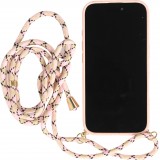 Coque iPhone 16 - Bio Eco-Friendly nature avec cordon collier - Rose
