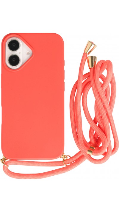 iPhone 16 Case Hülle - Bio Eco-Friendly Vegan mit Handykette Necklace - Rot