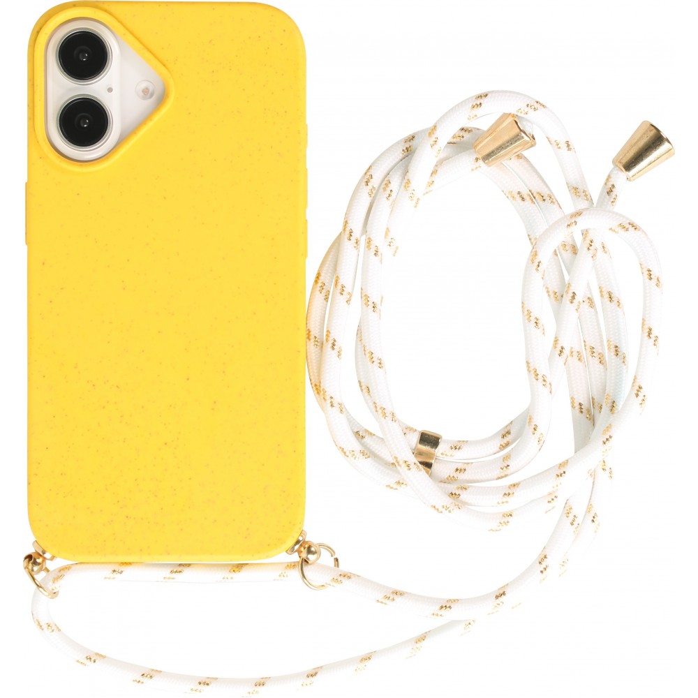 Coque iPhone 16 - Bio Eco-Friendly nature avec cordon collier jaune