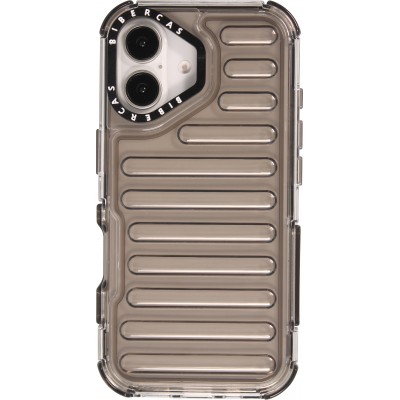 iPhone 16 Case H&uuml;lle - Transparente Hart-Silikon Cover mit 3D Bulp Effekt und verst&auml;rkten Ecken - Grau