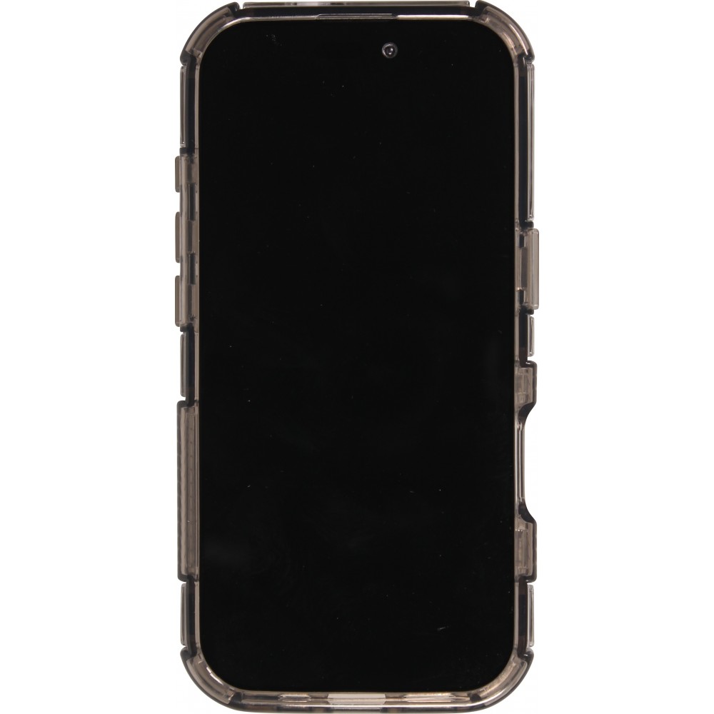 Coque iPhone 16 - Couverture en silicone dur transparente avec effet Bulp 3D et coins renforc&eacute;s - Gris