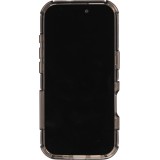 Coque iPhone 16 - Couverture en silicone dur transparente avec effet Bulp 3D et coins renforc&eacute;s - Gris