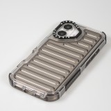 Coque iPhone 16 - Couverture en silicone dur transparente avec effet Bulp 3D et coins renforc&eacute;s - Gris