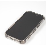 Coque iPhone 16 - Couverture en silicone dur transparente avec effet Bulp 3D et coins renforc&eacute;s - Gris