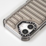 Coque iPhone 16 - Couverture en silicone dur transparente avec effet Bulp 3D et coins renforc&eacute;s - Gris