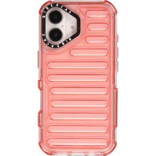 iPhone 16 Case H&uuml;lle - Transparente Hart-Silikon Cover mit 3D Bulp Effekt und verst&auml;rkten Ecken - Rot