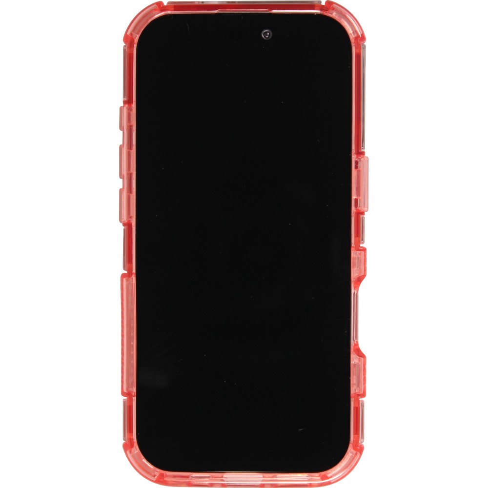 iPhone 16 Case H&uuml;lle - Transparente Hart-Silikon Cover mit 3D Bulp Effekt und verst&auml;rkten Ecken - Rot