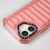 iPhone 16 Case H&uuml;lle - Transparente Hart-Silikon Cover mit 3D Bulp Effekt und verst&auml;rkten Ecken - Rot