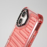iPhone 16 Case H&uuml;lle - Transparente Hart-Silikon Cover mit 3D Bulp Effekt und verst&auml;rkten Ecken - Rot