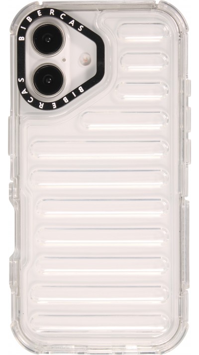 Coque iPhone 16 - Couverture en silicone dur transparente avec effet Bulp 3D et coins renforcés - Transparent