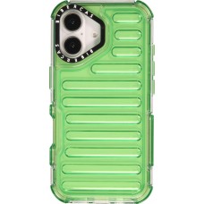 Coque iPhone 16 - Couverture en silicone dur transparente avec effet Bulp 3D et coins renforc&eacute;s - Vert