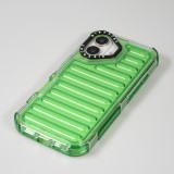 Coque iPhone 16 - Couverture en silicone dur transparente avec effet Bulp 3D et coins renforc&eacute;s - Vert