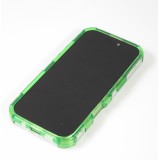 Coque iPhone 16 - Couverture en silicone dur transparente avec effet Bulp 3D et coins renforc&eacute;s - Vert