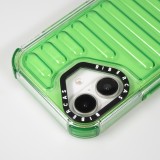 Coque iPhone 16 - Couverture en silicone dur transparente avec effet Bulp 3D et coins renforc&eacute;s - Vert