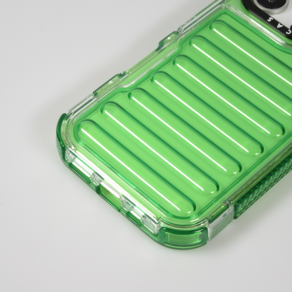 Coque iPhone 16 - Couverture en silicone dur transparente avec effet Bulp 3D et coins renforc&eacute;s - Vert