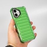 Coque iPhone 16 - Couverture en silicone dur transparente avec effet Bulp 3D et coins renforc&eacute;s - Vert