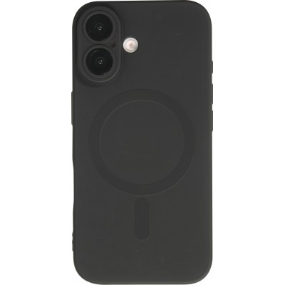 Coque iPhone 16 - Gel souple avec vitre de protection caméra MagSafe - Noir
