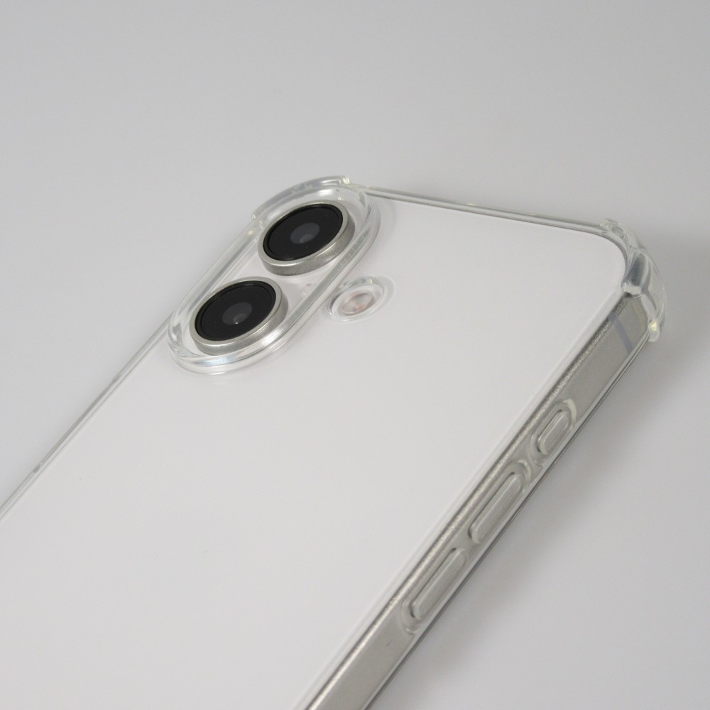Coque iPhone 16 - Gel transparent avec lacet bleu tacheté
