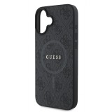 Coque iPhone 16e - Guess monogramme similicuir avec MagSafe intégré et logo doré - Noir