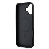 Coque iPhone 16e - Guess monogramme similicuir avec MagSafe intégré et logo doré - Noir