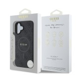 Coque iPhone 16e - Guess monogramme similicuir avec MagSafe intégré et logo doré - Noir