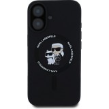 Coque iPhone 16 - Karl Lagerfeld et Choupette soft touch avec MagSafe - Noir
