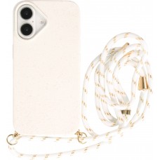 iPhone 16 Plus Case Hülle - Bio Eco-Friendly Vegan mit Handykette Necklace - Weiss